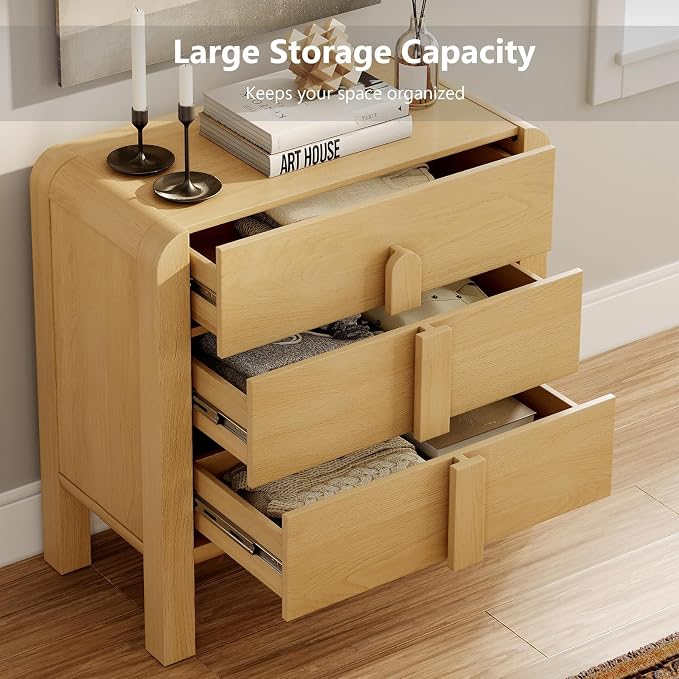 WAMPAT 3 Drawer Dresser for Bedroom, 31.5" Wide Mid Century Modern Wide Chest - Image 5