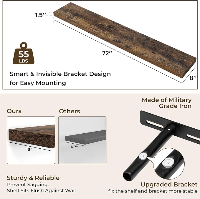 RICHFOCUS 72Inch Floating Shelves - Image 4
