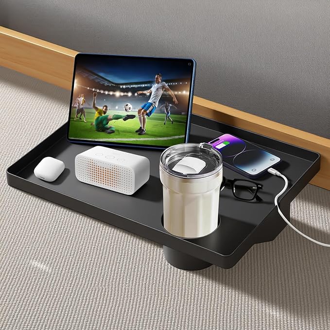 Bedside Table with Cup Holder College Dorm Room Essentials Clip On Nightstand by xulingqingqu