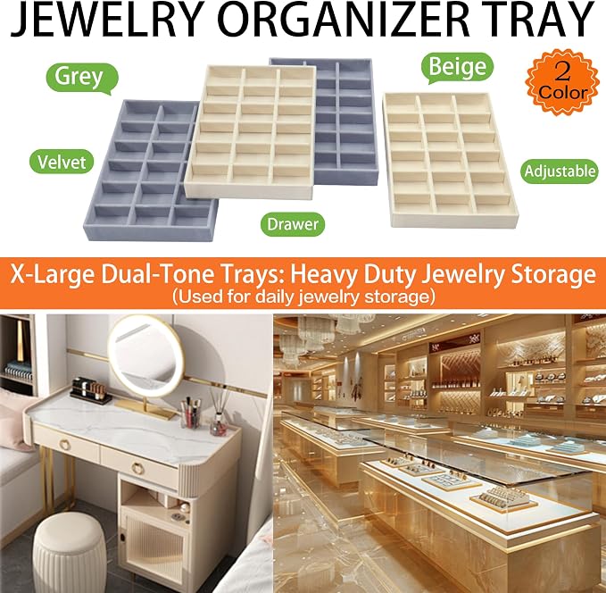 X-Large Jewelry Trays 8 Pack Stackable Velvet Jewelry Organizer Tray Earring - Image 4
