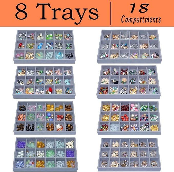 X-Large Jewelrys Tray for Drawer 8 Pack Earring Organizer Stackable Velvet - Image 6