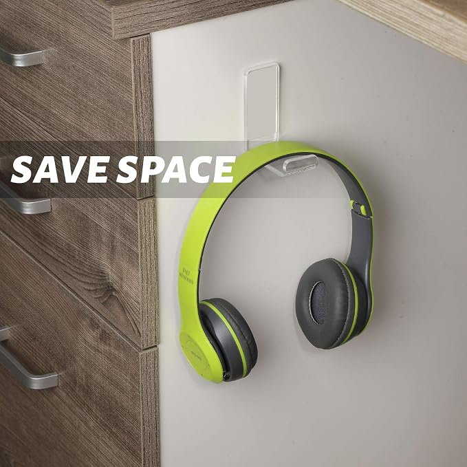 Weewooday 4 Pieces Headphone Hanger Holder Desk Adhesive Headphone Hook Wall - Image 5