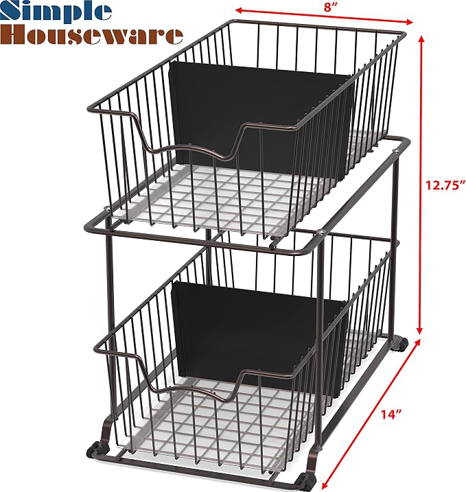 SimpleHouseware 2 Tier Cabinet Wire Basket Drawer Organizer - Image 3