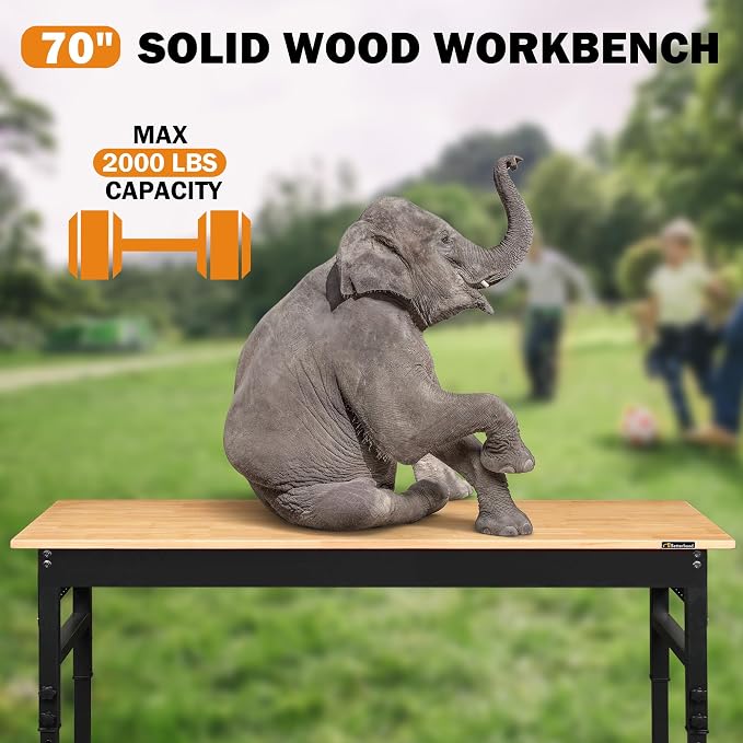 Betterhood 70" Adjustable Height Workbench, 2000 LBS Heavy Duty Work Table - Image 5