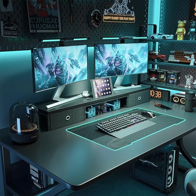Dual Monitor Stand Riser with 2 Drawers - Image 2