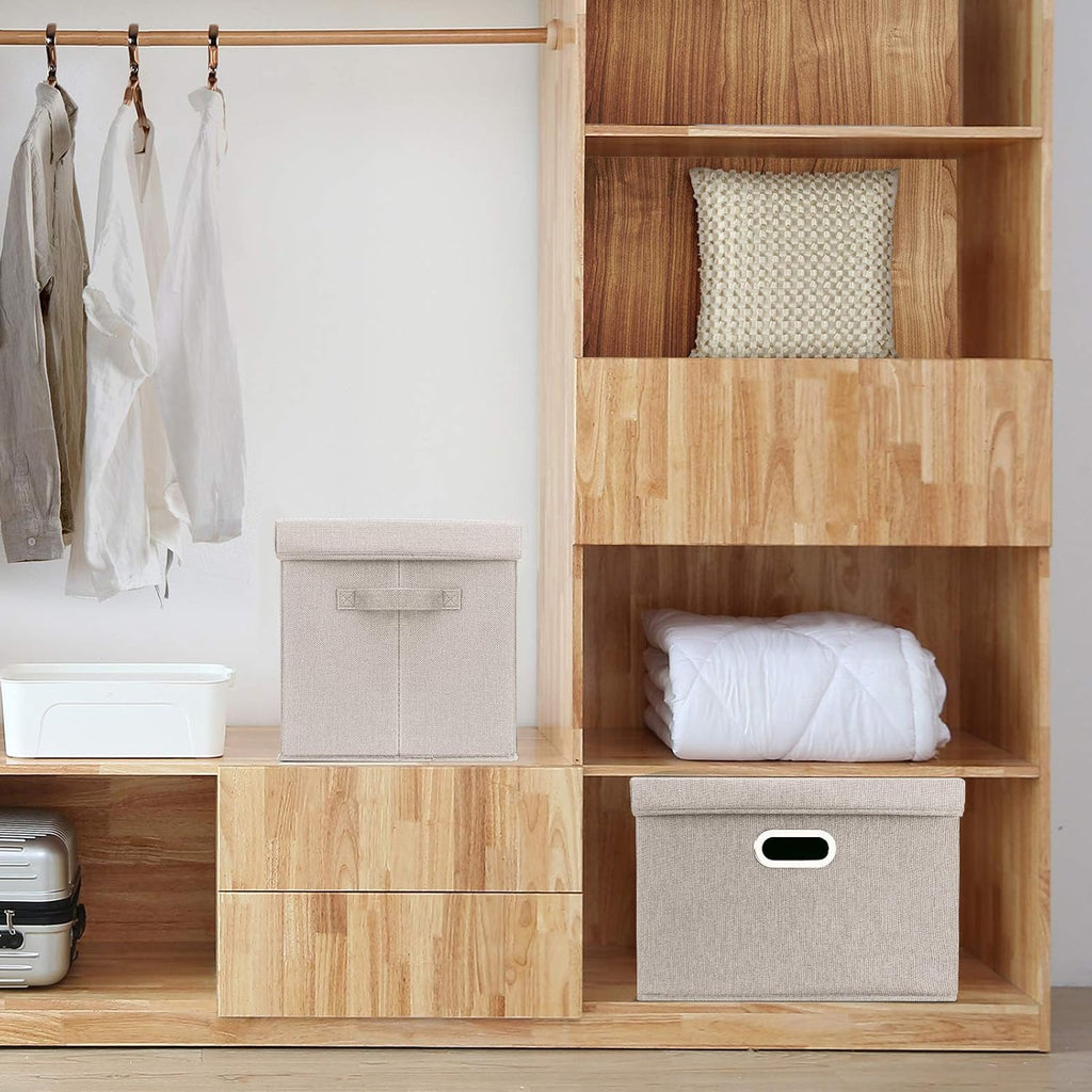 Large Storage Bins with Lids, Collapsible, Washable, Fabric Storage