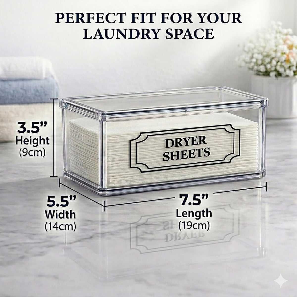 SSTATES Clear Acrylic Dryer Sheets Holder, Flip-top Laundry Pods
