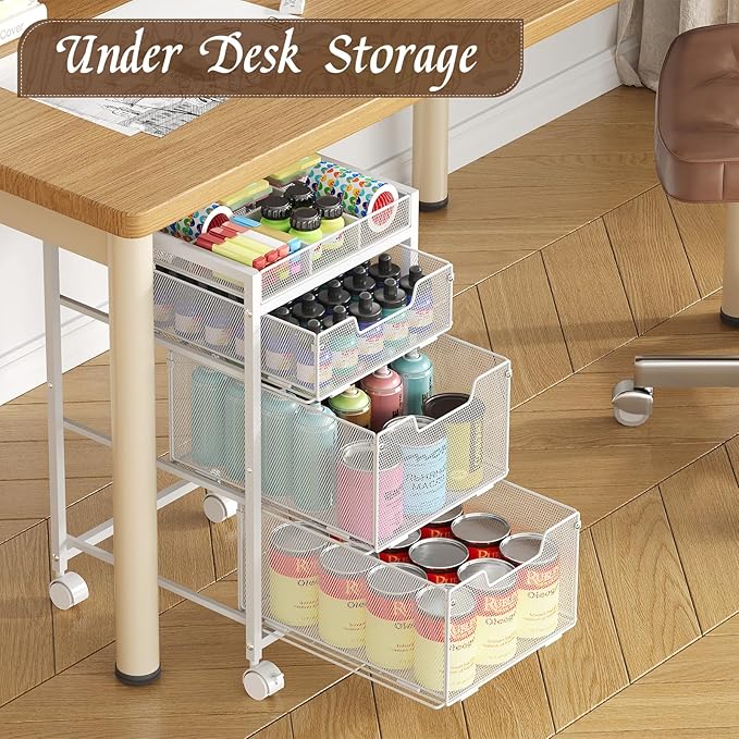 Rolling Utility Cart with 3 Drawers, Craft Organizer and Storage with DIY - Image 7