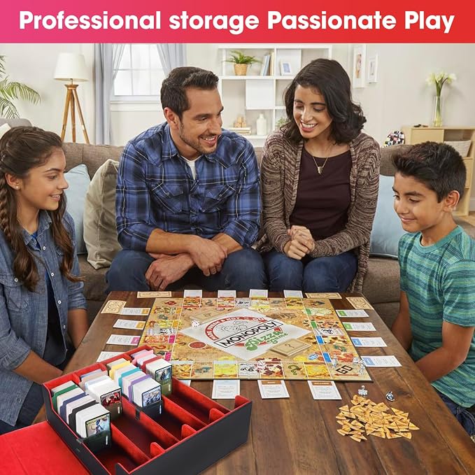 Red Card Organizer Box, 3000+ Trading Card Storage Box, PU Leather, 24 Dividers - Image 4