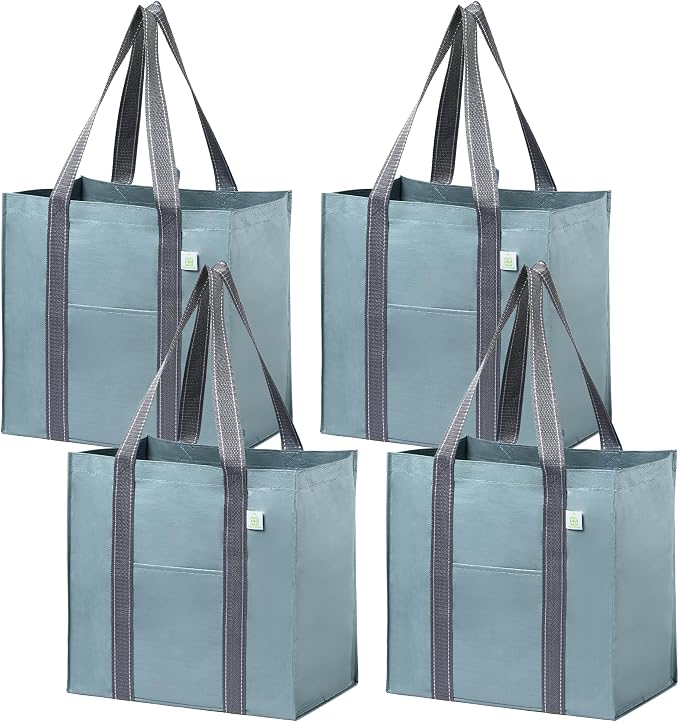 VENO 4 Pack Reusable Grocery Bags, Heavy-Duty Shopping Bags by Veno