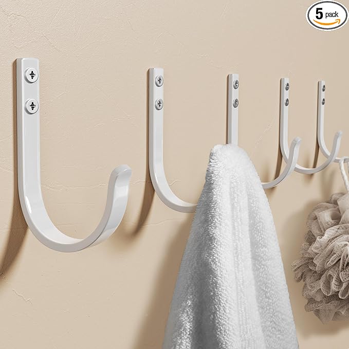 Wall Hooks for Hanging Towel/Coat - 22LB Screw in Metal Hanger Wall Mount by Josmimic