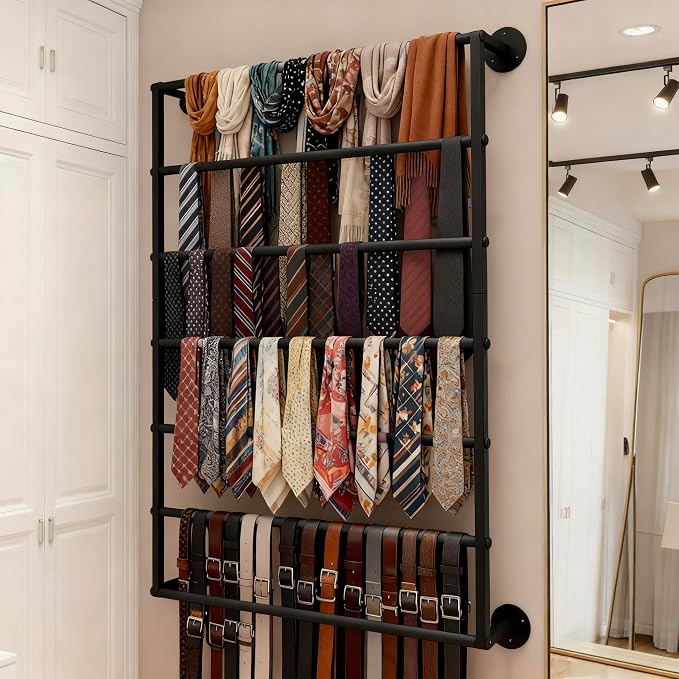 Wall Mounted Display Rack, 7-Layer Wrapping Paper Ribbon Organizer Scarves Tie - Image 7