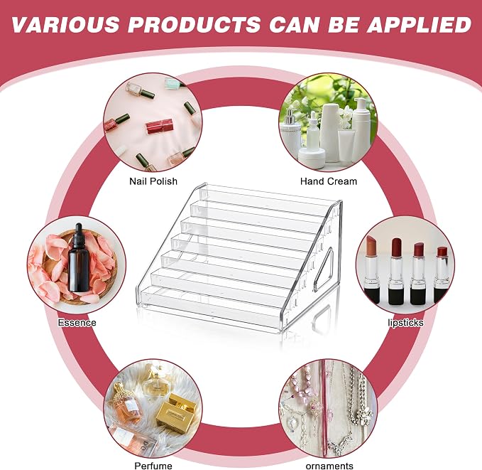 5-Tier Clear Acrylic Nail Polish Storage, Holds 40-80 Bottles, Sunglasses - Image 5