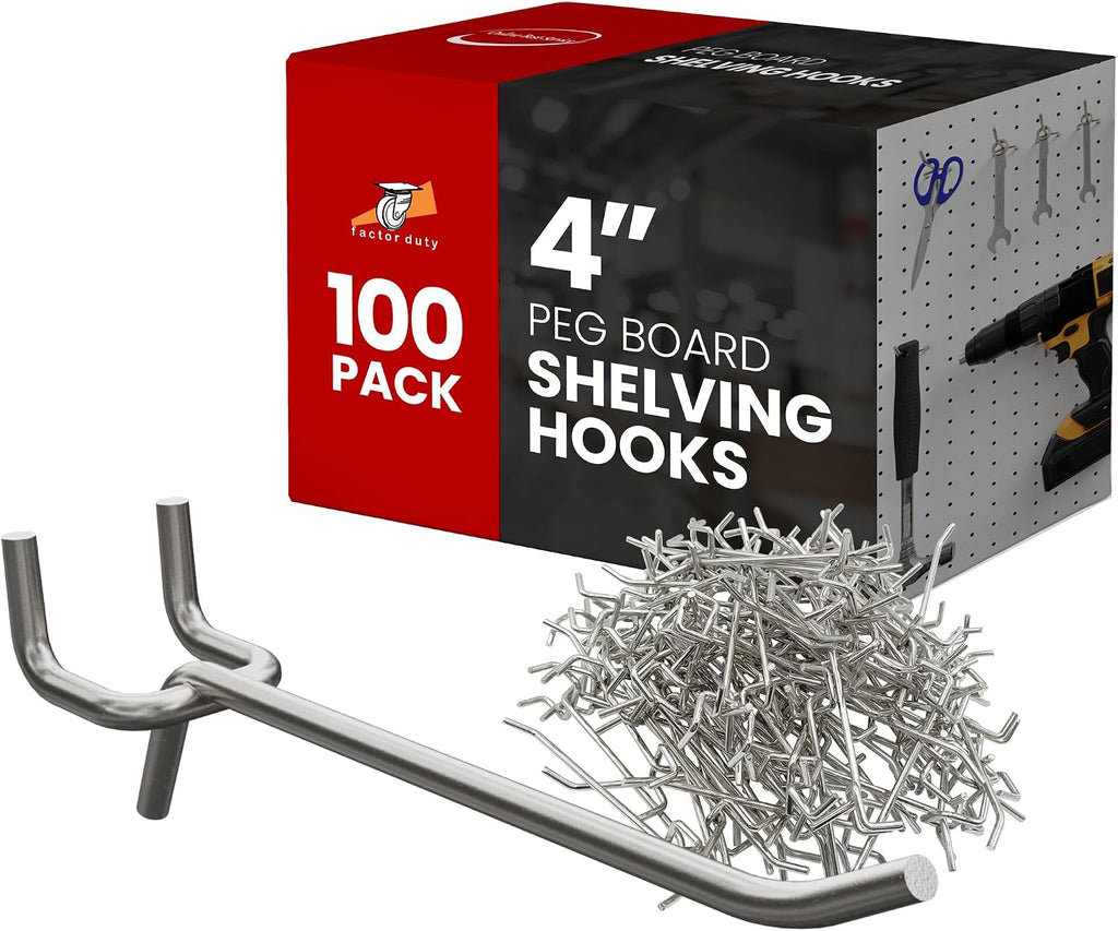 100 Pack PEG Board Pegboard Shelving Hooks 4" Length Wholesale Lot