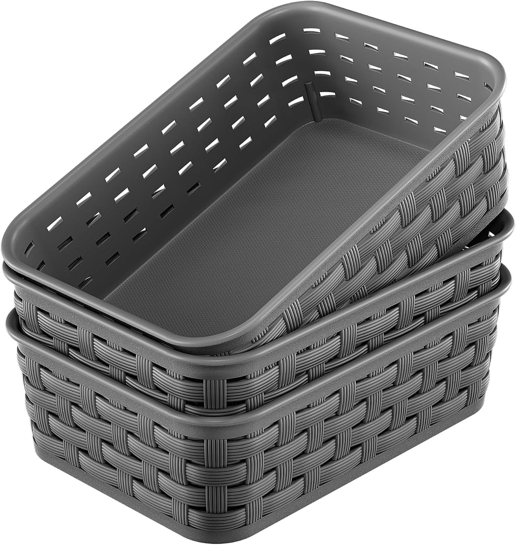 3 Pack Small Plastic Basket, Storage Bin Baskets for Organizing