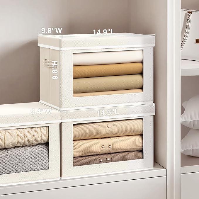 Fabric Storage Bins with Lids, Storage Cubes with Window, Decorative Storage - Image 2