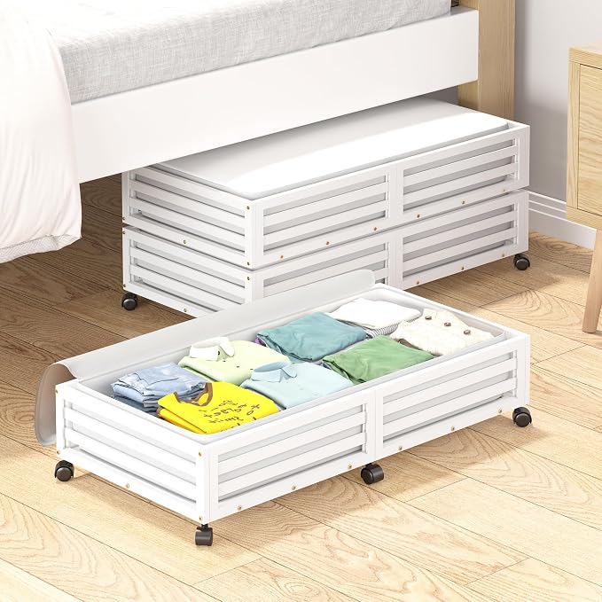 Wisuce Bamboo Under Bed Storage Containers- Underbed Organizer - Image 8