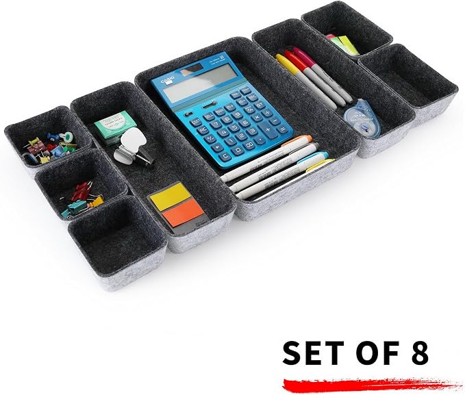 Welaxy desk drawer organizer tray shallow felt storage bin - Image 2
