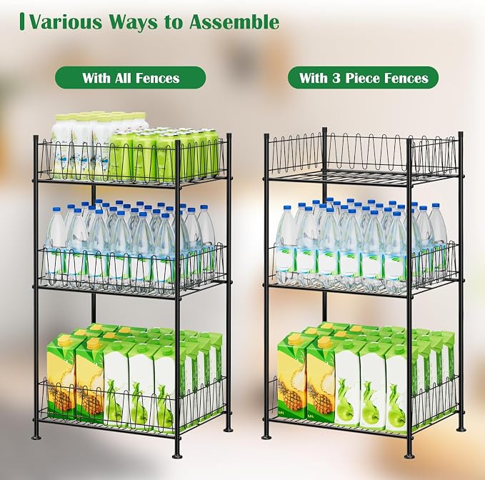 Water Bottle Organizer 3 Tier Water Bottle Holder Storage Rack Metal Drink - Image 5