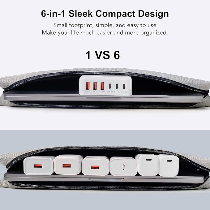 USB C Fast Charger, 100W GaN 6 Port Type Charging Station Hub Block Cube - Image 7