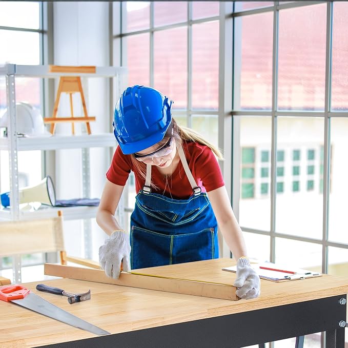 60" Adjustable Work Bench, Rubber Wood Top Workbench Heavy-Duty Work Table - Image 8