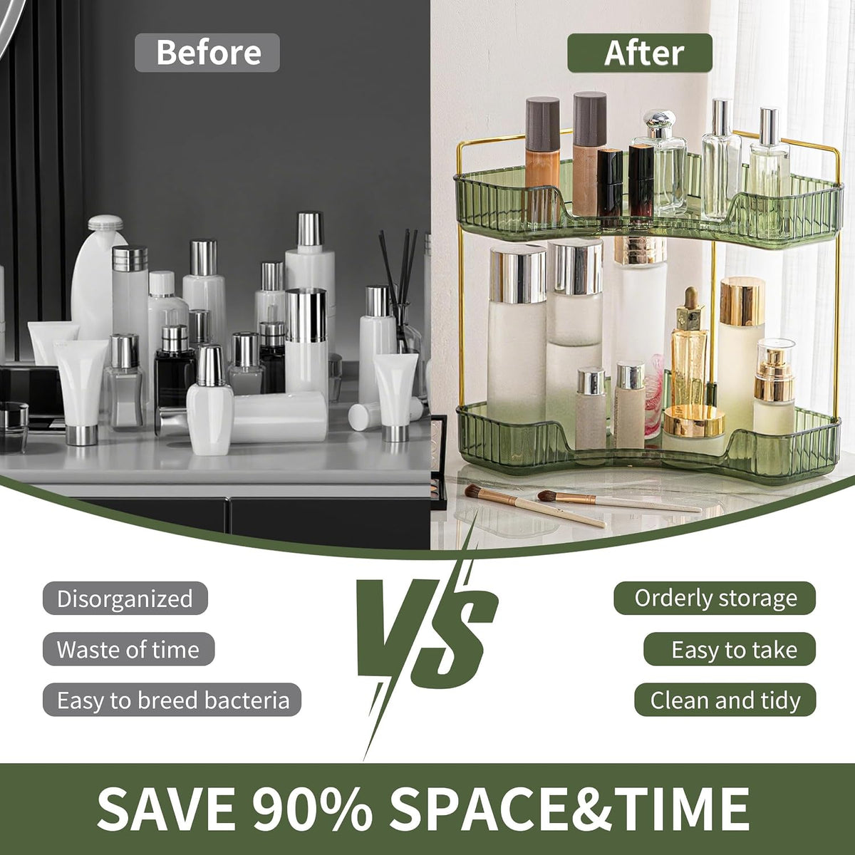 YCIA&DONE Corner Bathroom Counter Organizer, Makeup Organizer for