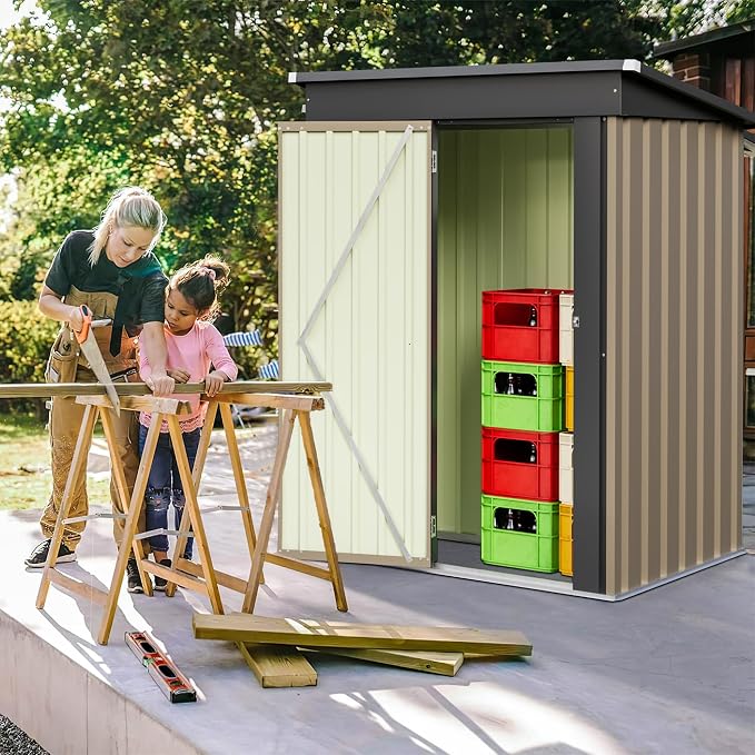 Furniwell 5x3 FT Outdoor Storage Shed, Metal Garden Sheds Outdoor Storage House - Image 2