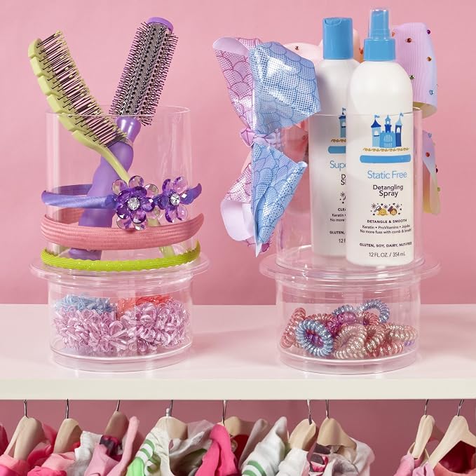 STORi Bella Stackable Clear Plastic Hair Accessory Organizer Set | Round - Image 4