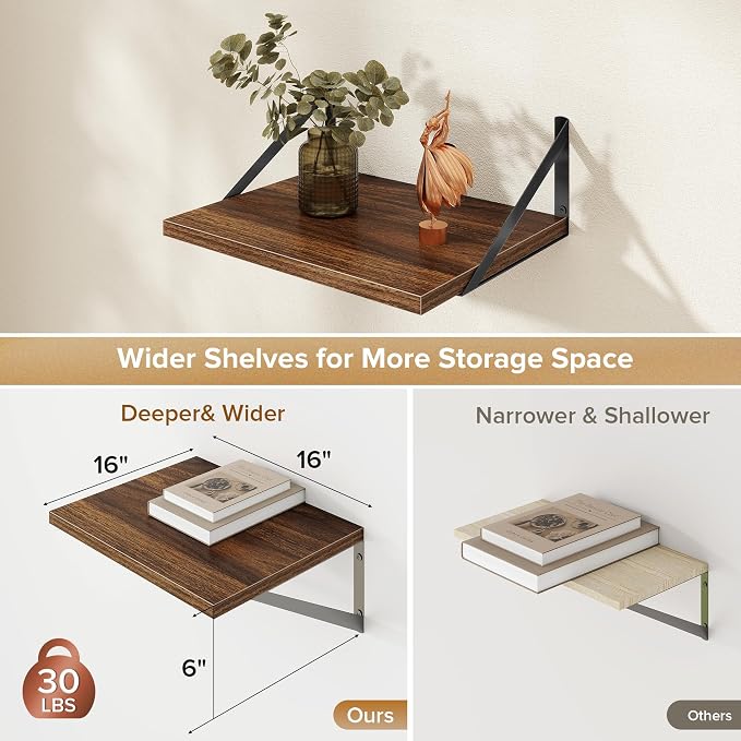 Deep Floating Shelves Wall Mounted, Living Room, Office - Image 3
