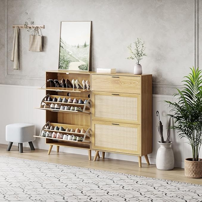 MU Natural Rattan Shoe Cabinet, Entryway Shoe Cabinet - Image 5