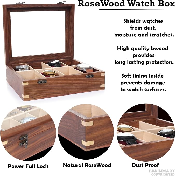 Wooden Watch Box for Men & Women, Watch Organizer & Display Case, Premium - Image 6