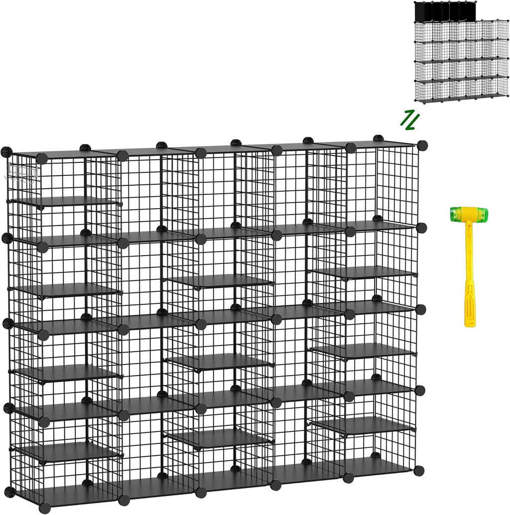 Wire Cube Storage Organizer, 20 Cubes Converted into 23 Cubes, Sturdy