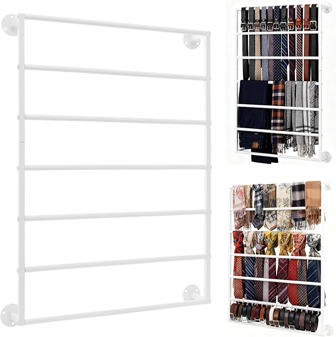 Wall Mounted Display Rack, 7-Layer Wrapping Paper Ribbon Organizer Scarves Tie by kunghei