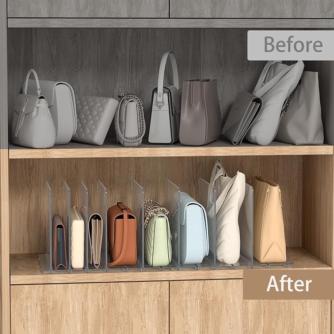 Bag & Purse Organizer for Closet: Adjustable Clear Handbag Storage Shelf - Image 5