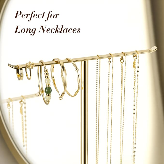 Jewelry Holder Stand with Ceramic Base: 12" Tall Necklace Organizer Rack - Image 2
