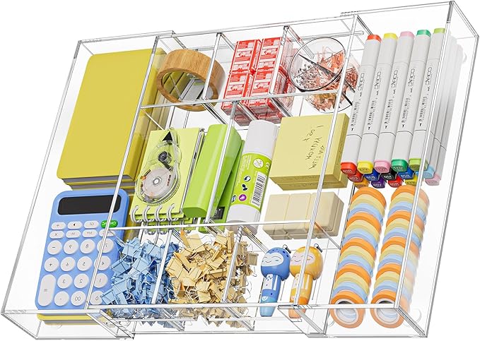 Marbrasse Acrylic Expandable Drawer Organizer, Desk Organizers and Accessories by Marbrasse