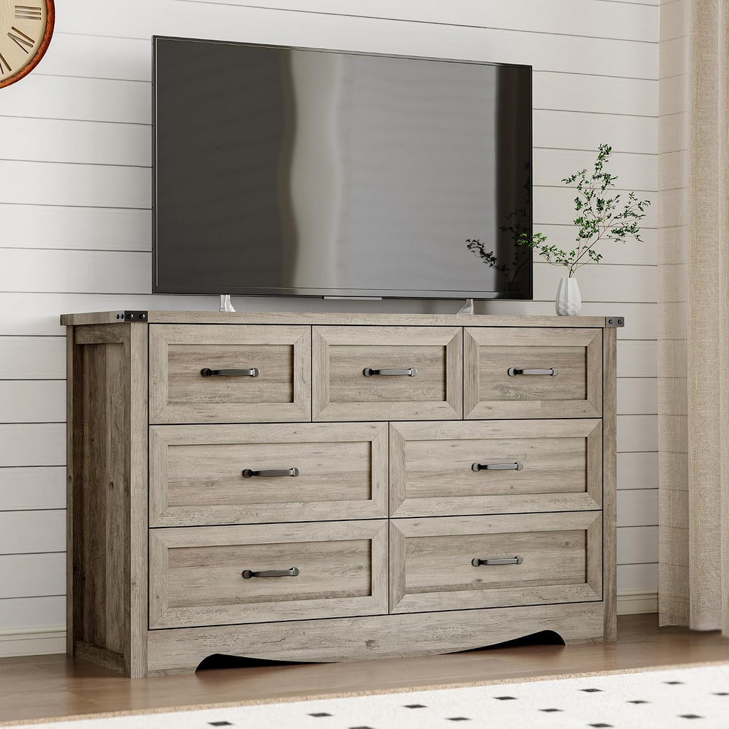 BORNOON 7-Drawer Dresser for Bedroom, Modern Wooden Chest of Drawers
