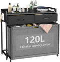 STIKELY Laundry Hamper Laundry Basket with 3 Section Pull-Out Rolling