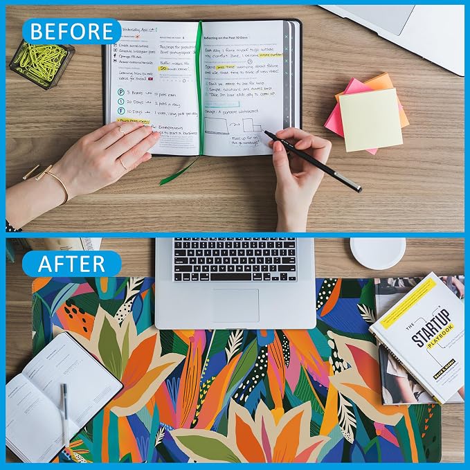 Colorful Tropical Floral Large Gaming Mouse Pad, Waterproof Desk Mat - Image 6