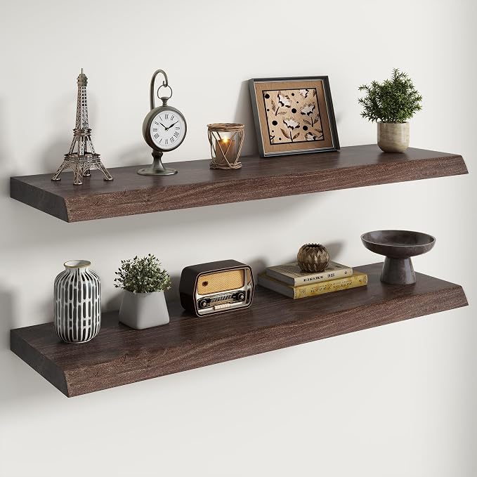 RICHFOCUS Live Edge Elm Floating Shelves by Unknown