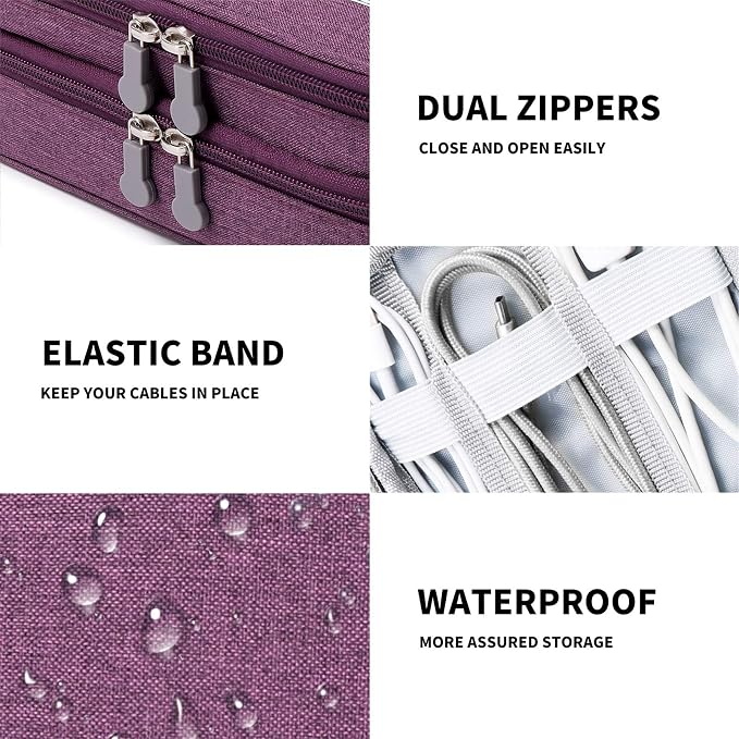 Lanola Travel Cable Organizer Bag, Electronic Accessories Case Portable Double - Image 5