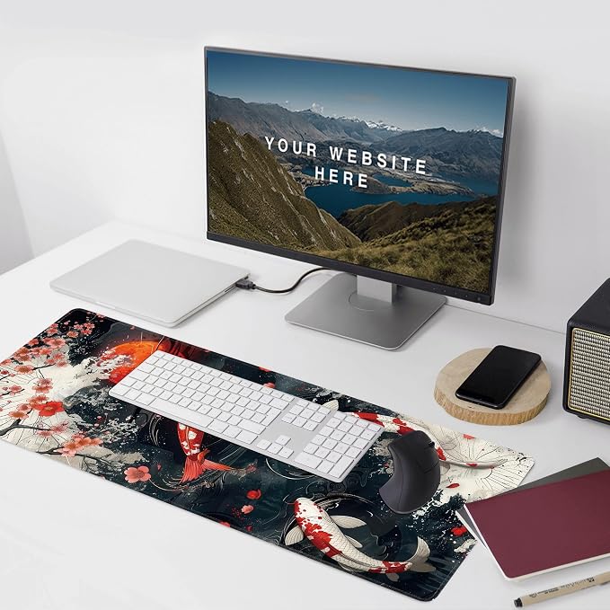 Koi Fish Large Mouse Pad, Gaming Keyboard Desk Pad, Extended Mouse Mat Non-Slip - Image 6