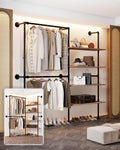 Wall Mounted Clothing Rack, Heavy Duty Pipe Closet, Pine Shelves