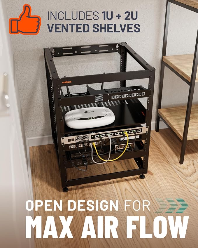 ECHOGEAR 15U Open Frame Rack for Servers & AV Gear - Image 3