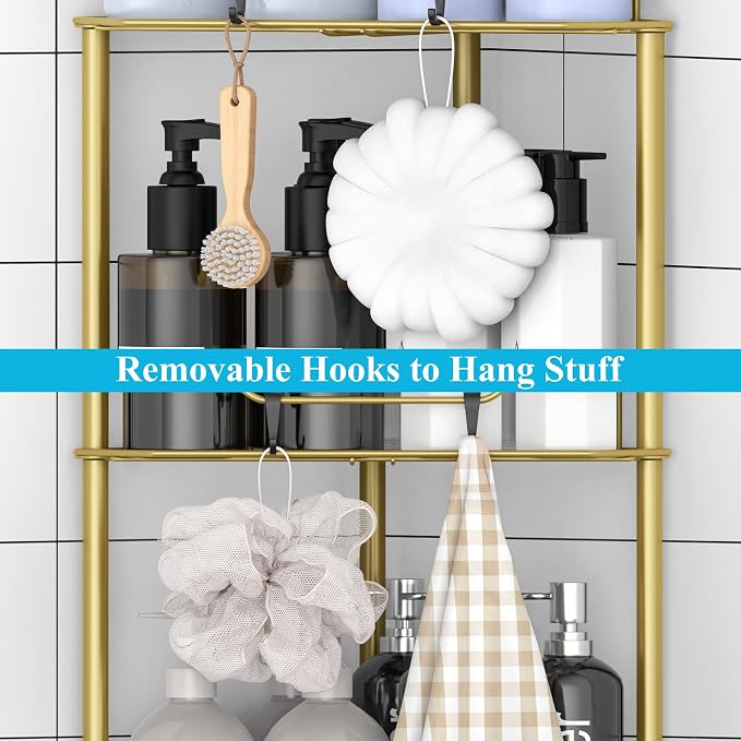 3 Tier Floor Standing Corner Shower Caddy Organizer Shelf - Image 4