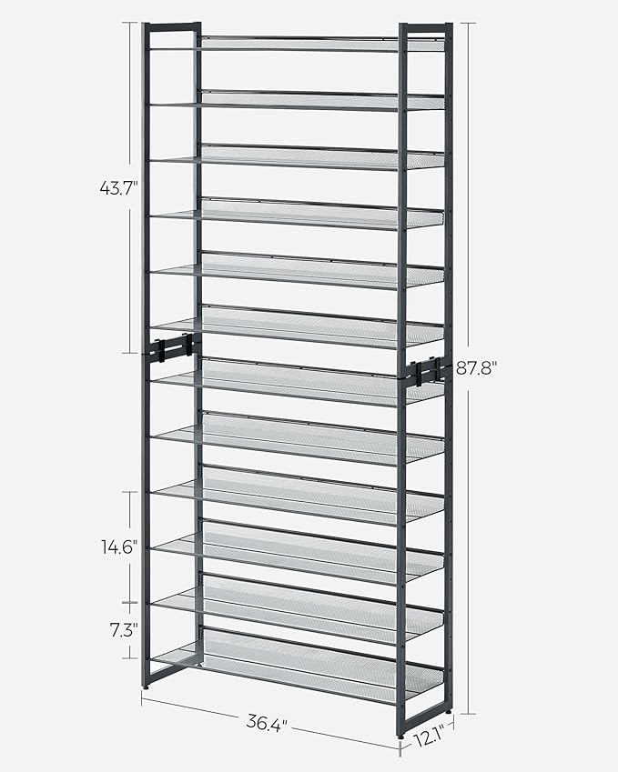 SONGMICS 12-Tier Stackable Shoe Shelf Set, Metal Shoe Storage - Image 3