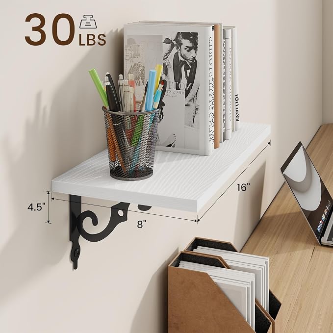 RICHFOCUS Floating Shelves for Wall Decor, 8 Inch Deep Shelves Set of 2 - Image 3