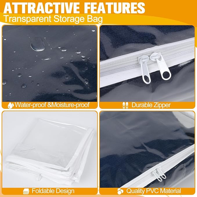 Plastic Storage Bags with Easy-Glide Zipper, Durable Clear Vinyl Zippered - Image 4