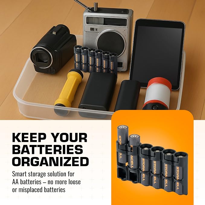 Storacell Slimline AA-6 Battery Storage Caddy and Dispenser, Holds 6 AA - Image 3