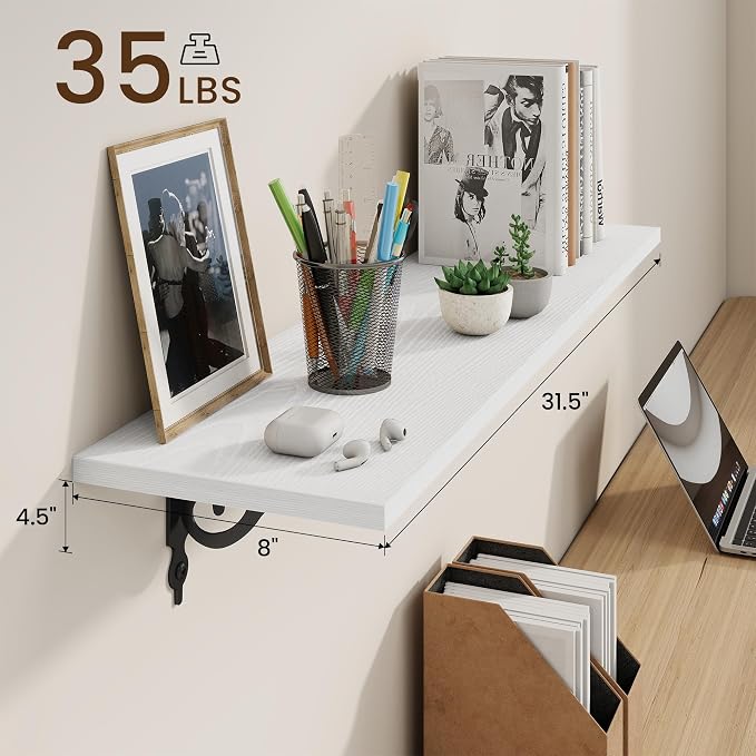 RICHFOCUS Floating Shelves for Wall Decor, 31.5W x 8D Shelves Set of 2 - Image 3